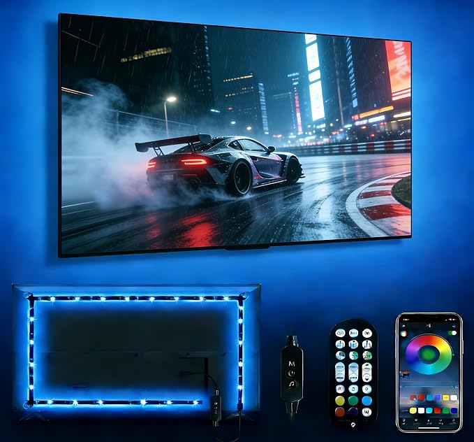 Daymeet Led Lights for TV, 16.4ft TV Led Lights Backlight Behind for 65-85 inch Led Strip Lights,RGB Color Changing Light with Remote, Music Sync Bluetooth APP Control USB Christmas Lighting by DAYMEET