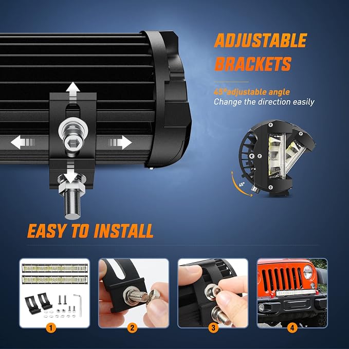 Nilight Side Shooter LED Light 1PC 22" with Wiring Kit for Truck SUV UTV - Image 7
