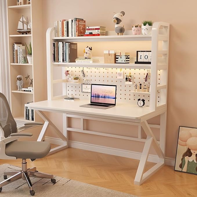 Pegboard Wall Organizer Panels.Computer Desk with Shelves & Pegboard - Modern Home Office Furniture for Students, Quick Assembly, Stylish Workspace Solution, & Functional Design - Image 4