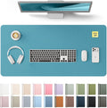 YSAGi Leather Desk Pad Protector, Office Desk Mat, Large Mouse Pad, Non-Slip PU Leather Desk Blotter, Laptop Desk Pad, Waterproof Desk Writing Pad for Office and Home (Turquoise, 31.5" x 15.8") by YSAGi