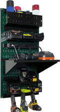 Wall Control Power Tool Storage Organizer Kit Cordless Drill Holder Charging Station Rack 16” x 32” Metal Pegboard Organization System (Green Pegboard) by Wall+Control