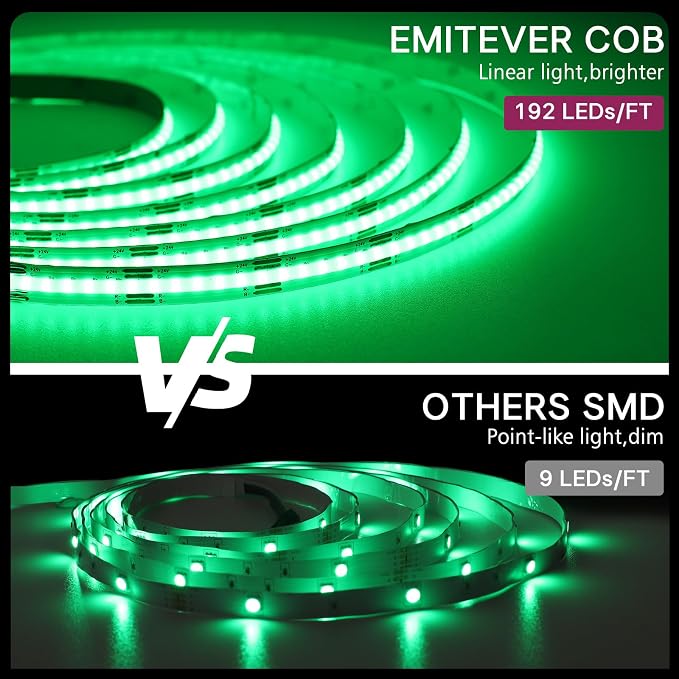 EMITEVER RGB COB Strip Light Kit 16.4ft,3150LEDs,Dimmable Color Changing - Image 3