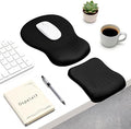 Ospelelf Mouse Pad with Wrist Rest Set Foam L-Shaped Desk Elbow Pad Ergonomic Desk Edge Cushion Anti-Slip Rubber Bottom Office Women Desk Accessories for Computer, Laptop and Gaming, Black by OspelelfOfficeSupplies