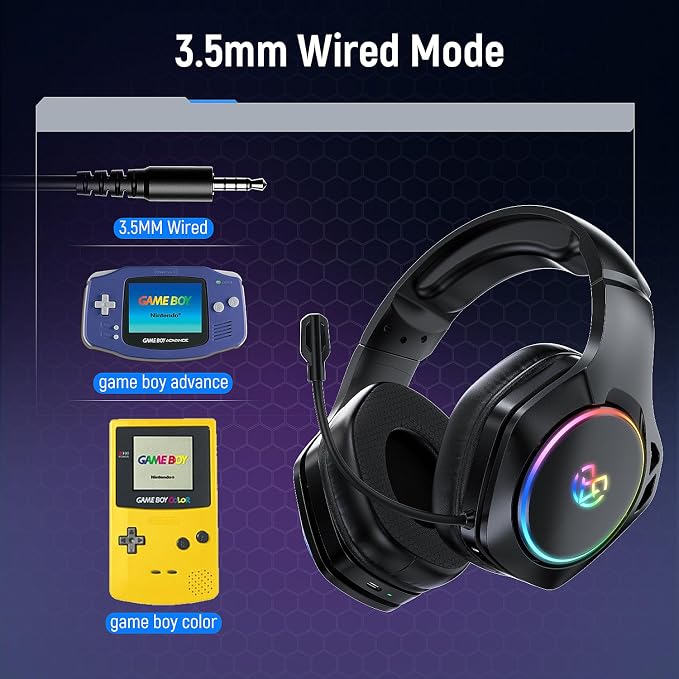 Tatybo Wireless Gaming Headset for PS5 PC, Dual Mode, Low Latency, Black - Image 8