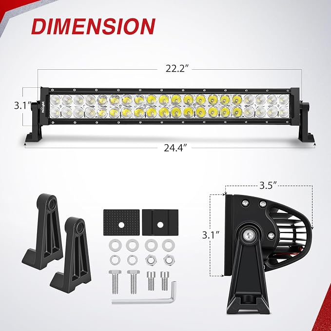 Nilight 22 Inch 120 W LED Light Bar with Yellow Black Covers - Image 2