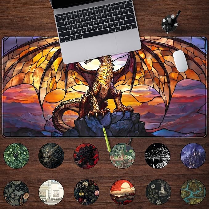 Dragon Desk Mat Large Mouse Pad XXL Extended Gaming, Gamer Gift Play Mat Desk Mousepad with Stitched Edges, Keyboard Mouse Mat for Work Game Office 31.5x15.7 in-Gift for Boyfriend or Son - Image 2