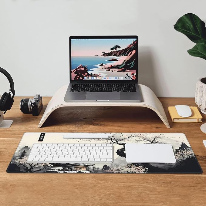 Japanese Mouse Pad, Large Japanese Desk Mat, XL Anime Gaming Keyboard Mat, Non-Slip Rubber Base, Big Extended Desk Protector for Home Office, 31.5”x11.8” - Image 9
