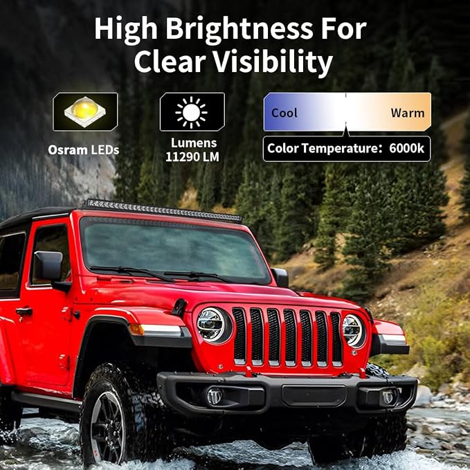 LASFIT 42 inch LED Light Bar Single Row Slim Spot Flood Combo Driving 6000K - Image 2