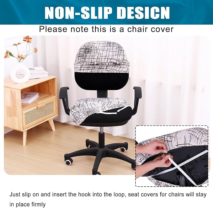 Smiry Stretch Printed Office Computer Desk Chair Covers for Seat & Backrest | Stretch Fit, Soft Fabric Universal Washable Removable, Anti-Dust Rotating Chair Slipcovers Protector - Image 3