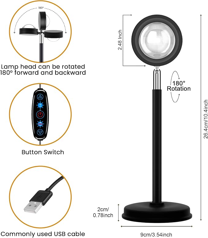 Tsrarey Sunset Lamp Projection, Not Only 21 Colors Sunset Lights, 180 Degree Rotation Led Light, Push Button Switch & APP Control Projector for Party Bedroom Decor - Image 5