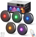 RGB Puck Lights with Remote Control, 2000mAh Rechargeable Stick on Led Lights, 9 Colors & 2 Dynamic, Tap Light with Timing,Under Cabinet Lighting for Closet,Kitchen,Cabinet,Shelf,Grey, 5 Pack by MEKKLEON