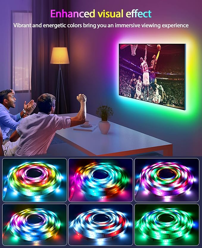 Daymeet TV Led Backlight,13.1ft ICRGB LED Lights for TV USB Light Strip for 40-65 inch Monitor Behind Lighting, Rainbow Color TV Lights Music Sync Bluetooth APP Control with Remote - Image 5