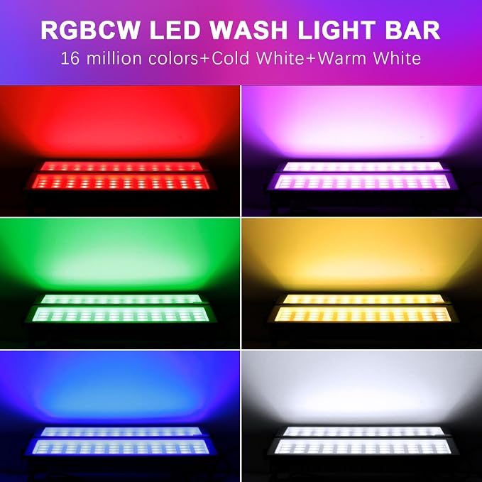 2 Pack 120W Stage Light Bar, RGBCW Smart LED Uplighting, Outdoor Wall Washer, IP66 Waterproof RGB Bar With APP Control, Wash Lights With Timing, DJ Light for Festival, Wedding, Party - Image 2
