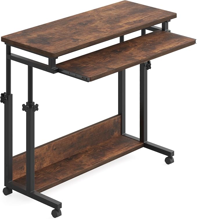 Tribesigns Portable Desk for Sofa and Bed, Height Adjustable Laptop Table Small Standing Desk Rolling Computer Cart with Keyboard Tray on Wheels for Home Office - Image 8