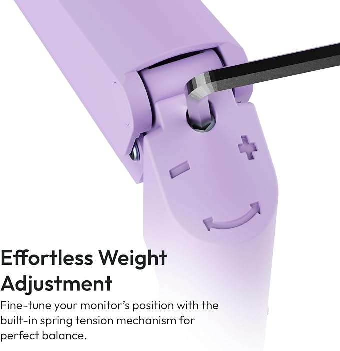 Pixio PS1S Wave Purple Single Monitor Arm Stand Desk Mount - Fits up to 32 inches Monitors and up to 19.8lbs. VESA Compatibility and Integrated Cable Management - Image 3
