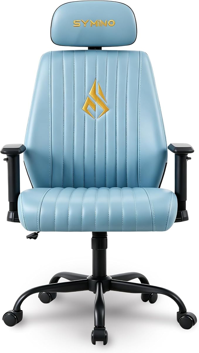 Symino Office Chair Ergonomic with 109° Rocking Function, Premium PU Leather, Integrated Lumbar Support, Adjustable Headrest & Armrests, Swivel Desk Chair by Unknown