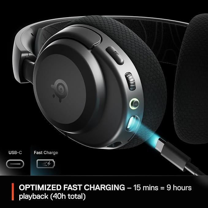 SteelSeries Arctis Nova 3P Wireless Multi-Platform Gaming Headset — Mobile App Control — 40 HR Battery — Neodymium Magnetic Drivers — 2.4GHz/Bluetooth — PS5, PS4, PC, Switch, Mobile — Black - Image 4