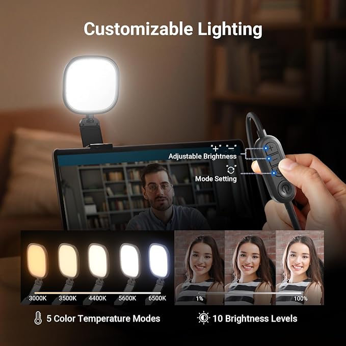 NEEWER Basics 5" 10W Monitor Light for Video Conference, Bi Color Edge Lit USB LED Panel Ring Light with Stand, CRI95 Lamp Lighting for Laptop Computer Webcam Zoom Call Desk Streaming Recording, NL10 - Image 4