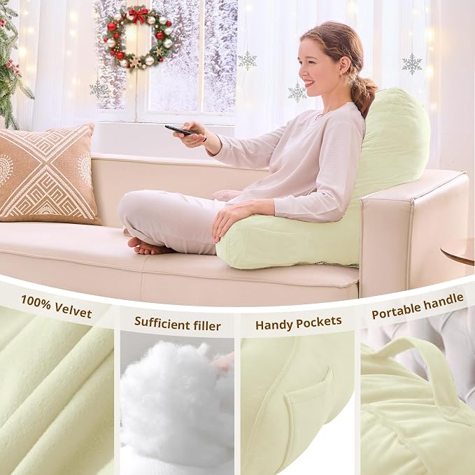 Sasttie Reading Pillow for Bed, Back Pillow for Sitting Up, Cream - Image 5