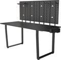 Dezctop Bifrost Series Gaming PC Computer Desk with Shelves, Large Workstation for Gamers or Home Office with Pegboard, Built-in Cable Management, Stainless Steel Frame (Ash Black, 63W x 28D) by Dezctop