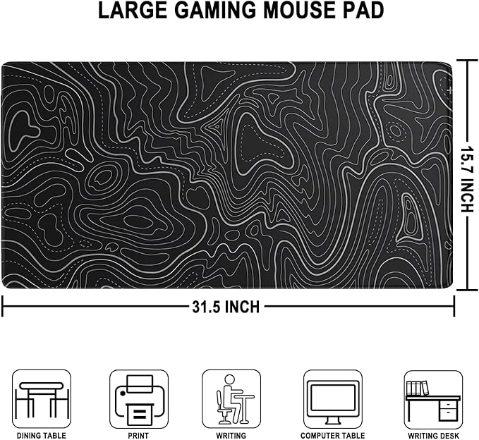 Large Gaming Mouse Pad, Waterproof Extra Large Mousepad with Stitched Edges | Mouse Pad Gaming, 31.5" x 15.7" Non-Slip Rubber Base Office Extended Big Long Keyboard Pad for Office Gamer Home XXL - Image 4