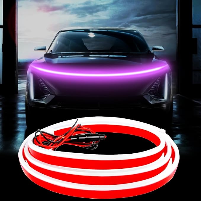 Car LED Hood Light Strip for Cars, SUVs, Trucks, Pink, 70 Inch by Goodream