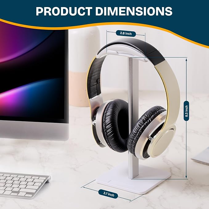 Headphone Stand, U-Shaped Universal Headset Holder, Anti-Slip Base, White | Flexible headrest, sturdy design, stable anti-slip base, fits most headphones, ideal for gaming, office & home use - Image 2