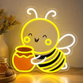 Bee Neon Sign Wall Art Cute Animal Neon Sign Honey Bee Lights Decor by Mvorixa