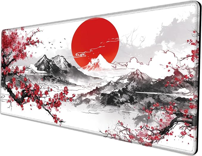 48x24 Mouse Pad Giant Cherry Blossom Desk Mat Large Mousepad Gaming Red Sakura Mouse Mat Huge Oversized Desk Pad XXXXL Computer Mat for Office Work Women by BBSujane
