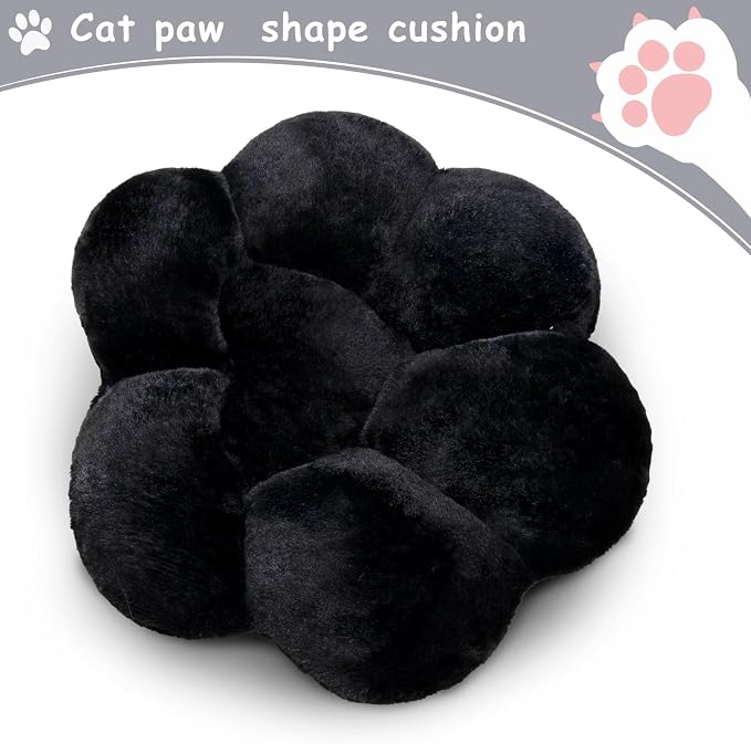 DOBUONO Cat Paw Cushion Kawaii Office Chair Cushion Comfy Plush Gaming Chair Cushion Kawaii Seat Cushion for Girl, Cute Gaming Accessories Room Bedroom Decorate 27.5"x 23.5" (Black) - Image 5