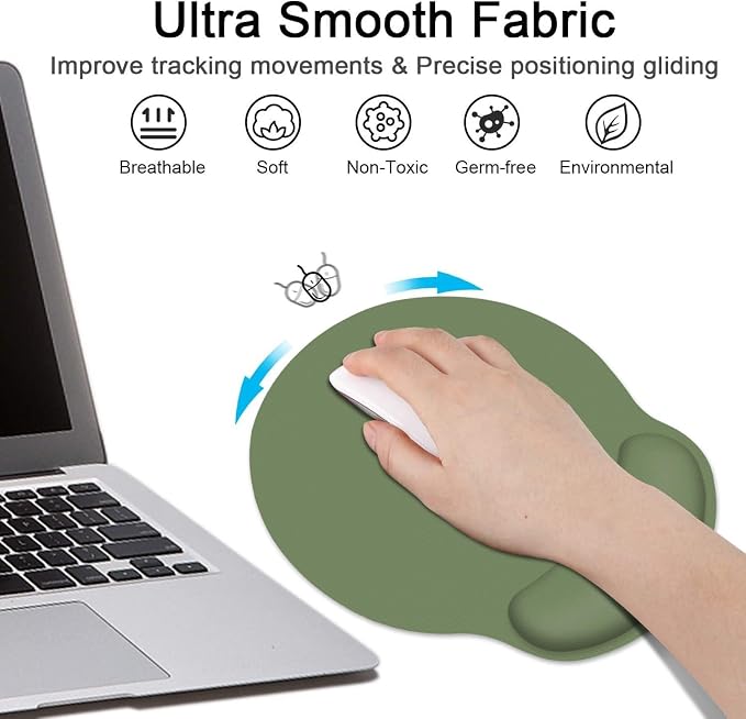 Britimes Ergonomic Mouse Pad Set with Wrist Rest, Green - Image 4