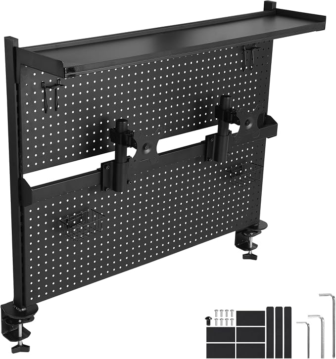 51x34 Inch Gaming Desk Pegboard - Ergonomic Metal Workstation with Dual Monitor Stand, Integrated Cable Management & RGB Lighting for an Immersive Gaming Setup - Image 9