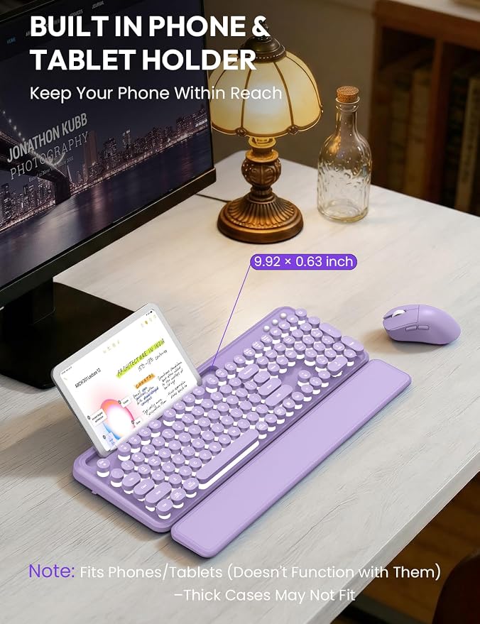 Wireless Keyboard and Mouse, Backlit Typewriter with Magnetic Wrist Rest - Image 4