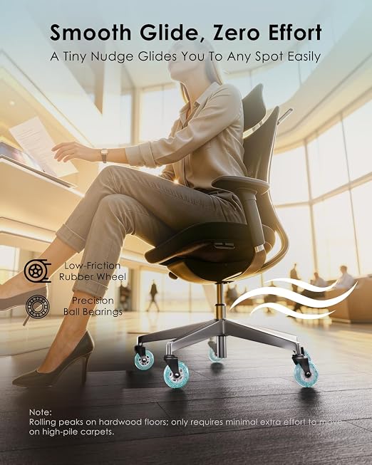 RidRed Gaming Chair Wheels - Heavy-Duty Office Chair Wheels - Replacement Rubber Casters- Universal Fit 3 Inch Chair Casters, Noise Free, Fits 98% Chair, for All Floor - Image 3