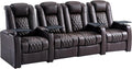 comfiroom Top-Grain Leather Home Theater Seating, Dual-Motor Power Recliner by comfiroom