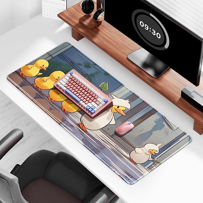 Auhoahsil Ultra Large Gaming Mousepad, XXL Extended Full Size Desktop Matt for Keyboard, Laptop & Computer, 35.5 x 15.7 in, Anime Cute Ducks - Image 2