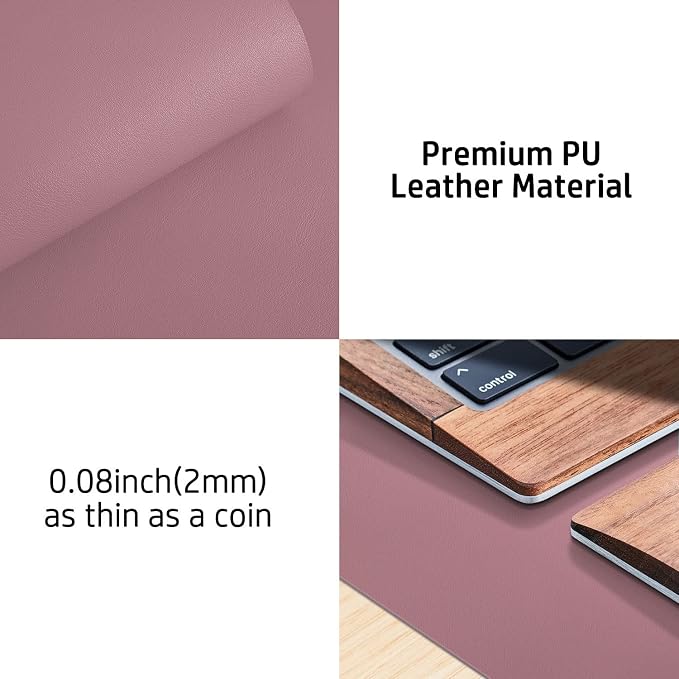 Aothia Leather Desk Pad Protector, Mouse Pad, Office Desk Mat, Non-Slip PU Leather Desk Blotter, Laptop Desk Pad, Waterproof Desk Writing Pad for Office and Home (Dark Pink,36" x 17") - Image 7