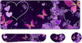 Desk Pad and Keyboard Wrist Rest, Large Mouse Pad + Keyboard Pad+Mouse Wrist Support, Non-Slip Desk Mat Protector for Office, Home 31.5×11.8 Inches Purple Butterfly by AFUZLE