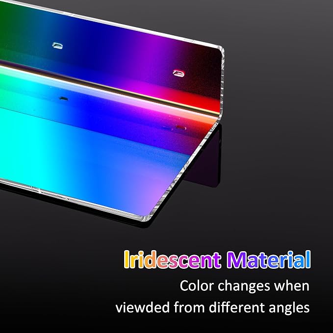 Sezanrpt 6 Inches Iridescent Acrylic Wall Shelves Set of 2, Wall Mounted Storage Display Shelves for Bedroom, Gaming Room, Living Room, Bathroom, Dining Room, Office, 2 Pack - Image 7