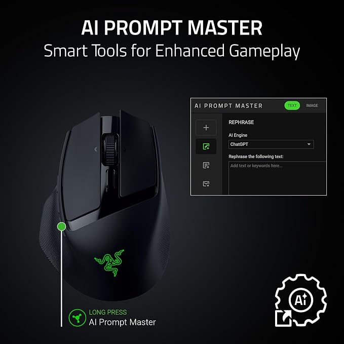 Razer Basilisk Mobile Portable Ergonomic Wireless Gaming Mouse, Black - Image 9