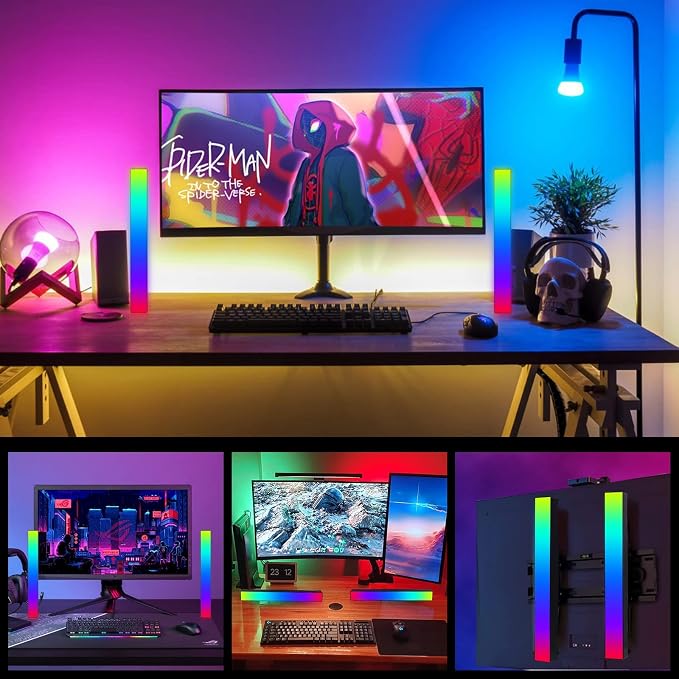 Battery Powered Rhythm Light Bar, RGB Sound Control Pickup Rhythm Lights, APP Control 32 Bit Music Level LED Lights, USB Rechargeable Voice Activated Atmosphere Light for Game Car TV DJ Studio - 2Pcs - Image 5