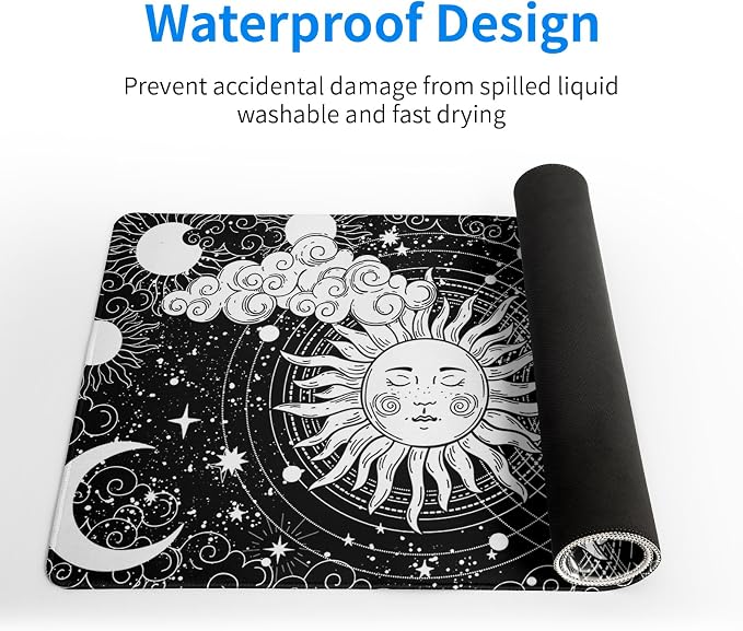 Magic Astrology Extended Big Mouse Pad Large, Gaming Mouse Pad Desk Pad,27.6x11.8 Inch Long Computer Keyboard Mouse Mat Black Mousepad with 3mm Non-Slip Base and Stitched Edge for Gaming and Office - Image 4