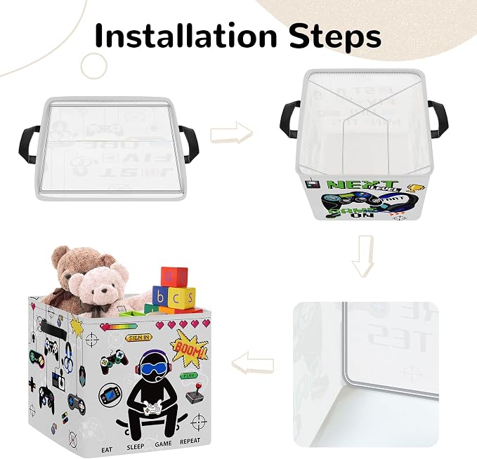 Clastyle 11.8" Gaming Storage Basket Set of 3 for Kid Boy Toy Clothes Bin - Image 7