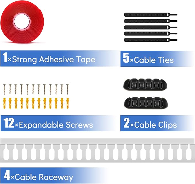 Cable Duct Management Raceway Kit, 62.8" (4 x 15.7) Server Rack Cable Management, Cable Management for Hide Network HDMI VGA Cable, Open Slot Cable Track Desk Wire Channel, Cable Raceway White 4 Pack - Image 7