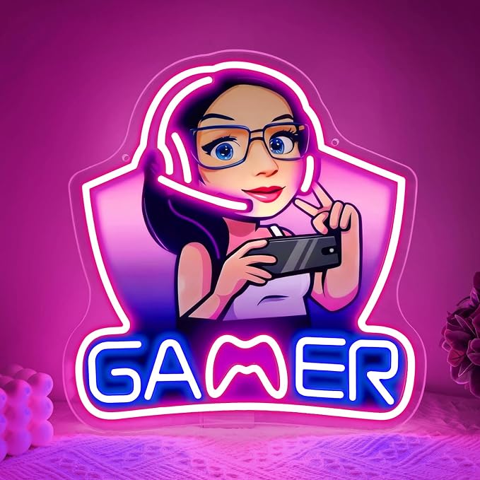 Gamer Neon Sign,Gaming Neon Sign for Girls Game Room Decor,LED Neon Game Signs for Gaming Wall Decor,Gaming Lights for Teenage Boys Girls Gamer Gifts,Girls Room Decor - Image 2