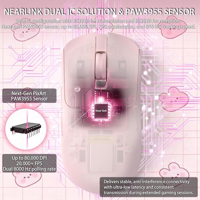 AJAZZ AJ200P Master PAW3955 8K Polling Wireless AI Smart Gaming Mouse - Image 3
