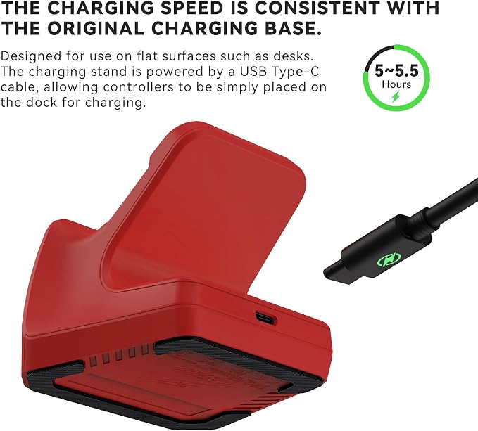 Charging Station Dock for Xbox Elite Series 2 Controller, Magnetic Charger Stand for Xbox Elite Series 2 Core Controller with Type C Charging Cable, LED Indicator - Red - Image 3