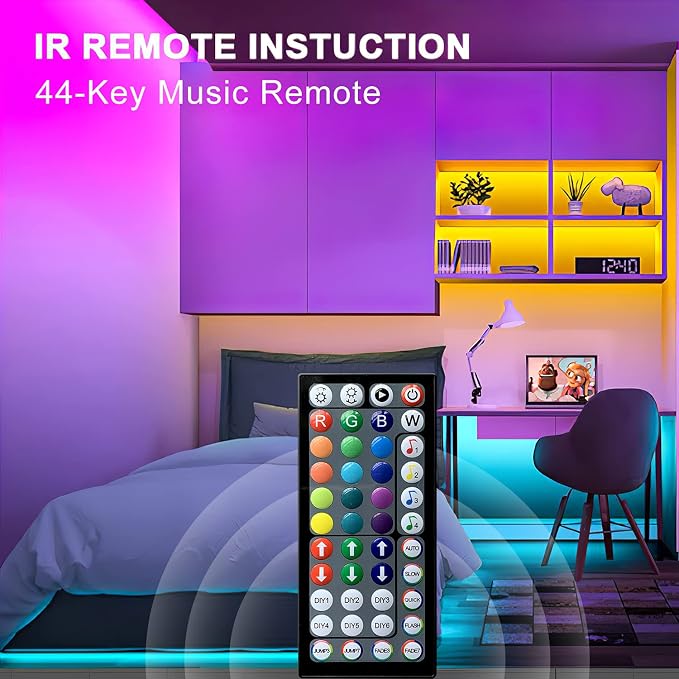 Tenmiro 32.8ft Led Strip Lights, RGB LED Smart Music Sync Color Changing LED Lights Strips with Remote Led Lights for Bedroom, Kitchen, Home, TV, Parties and Fstivals - Image 4