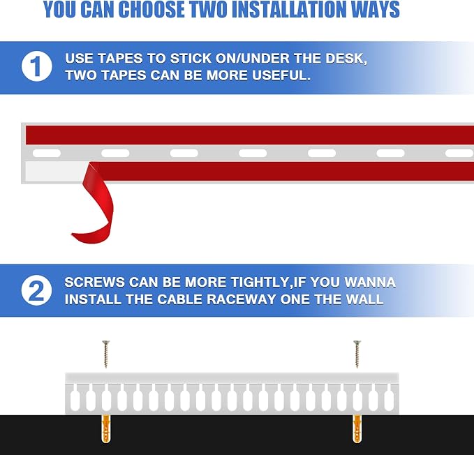 Cable Duct Management Raceway Kit, 31.4" (2 x 15.7) Server Rack Management, Hide Network HDMI VGA Cables, Open Slot Track Desk Wire Channel, White 2 Pack - Image 5