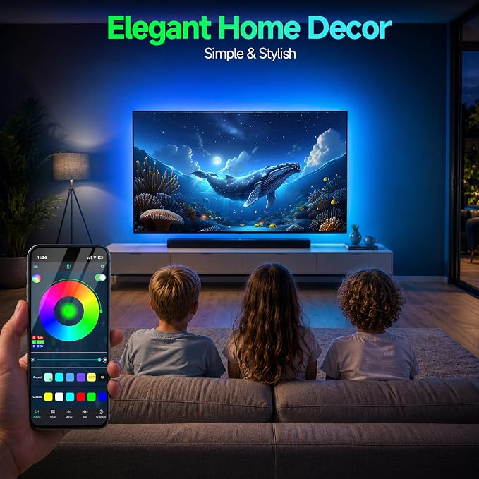 Daymeet Led Lights for TV, 16.4ft TV Led Lights Backlight Behind for 65-85 inch Led Strip Lights,RGB Color Changing Light with Remote, Music Sync Bluetooth APP Control USB Christmas Lighting - Image 7